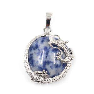 White & Blue Stone Dragon Pendant, NWOT, 3.4cmx2.3cm (1 3/8" x 7/8")